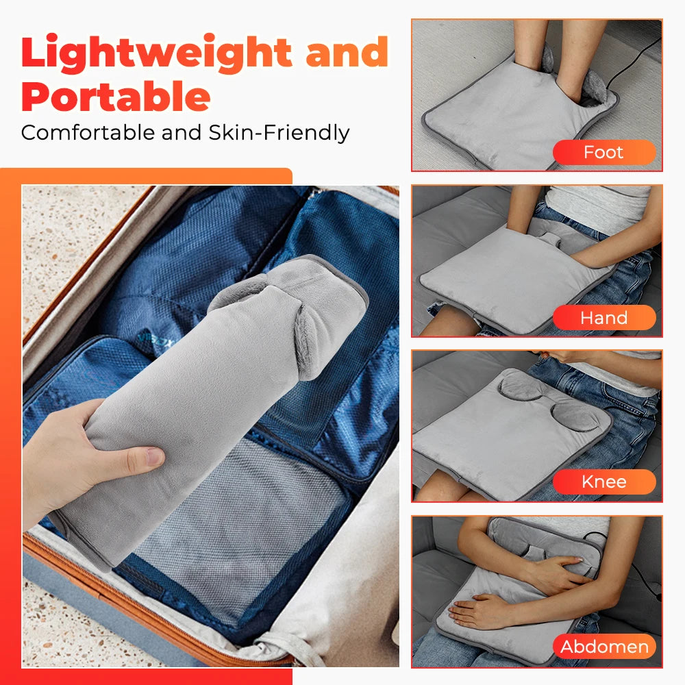 Winter Electric Foot Heating Pad Household Washable Foot Warmer 4 Heat & 4 Timer for Office Abdomen Warm Mat with Remote Control Peaceful Pleasures Health and Wellness