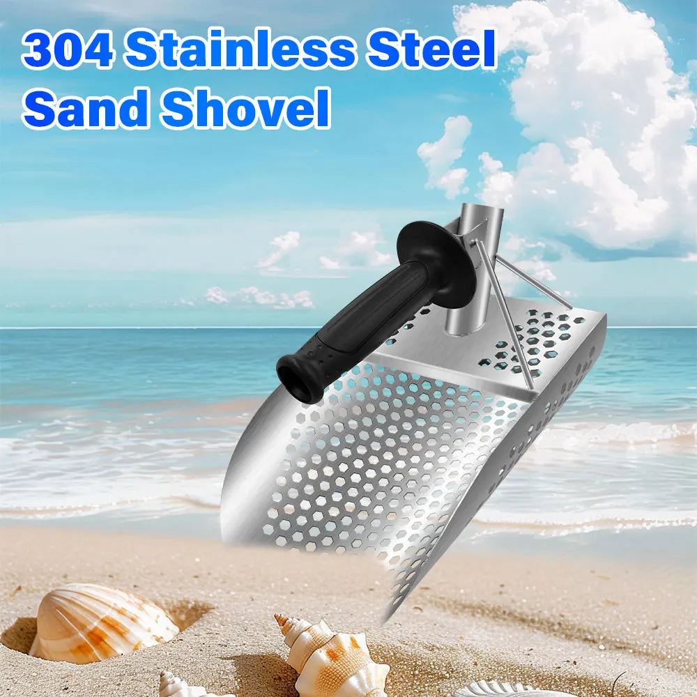 Protable Beach Sand Scoop Shovel Metal Detector Sand Scoops Treasure Detecting Metal Detector Hunting Stainless Steel Tool Hex Peaceful Pleasures Health and Wellness