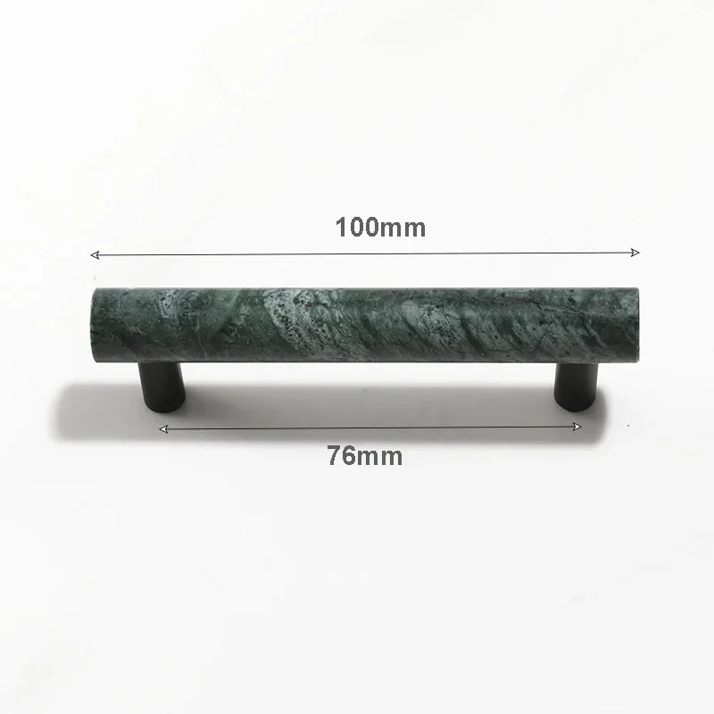 Green Marble & Black Brass Cabinet Drawer Pull Handle Knob