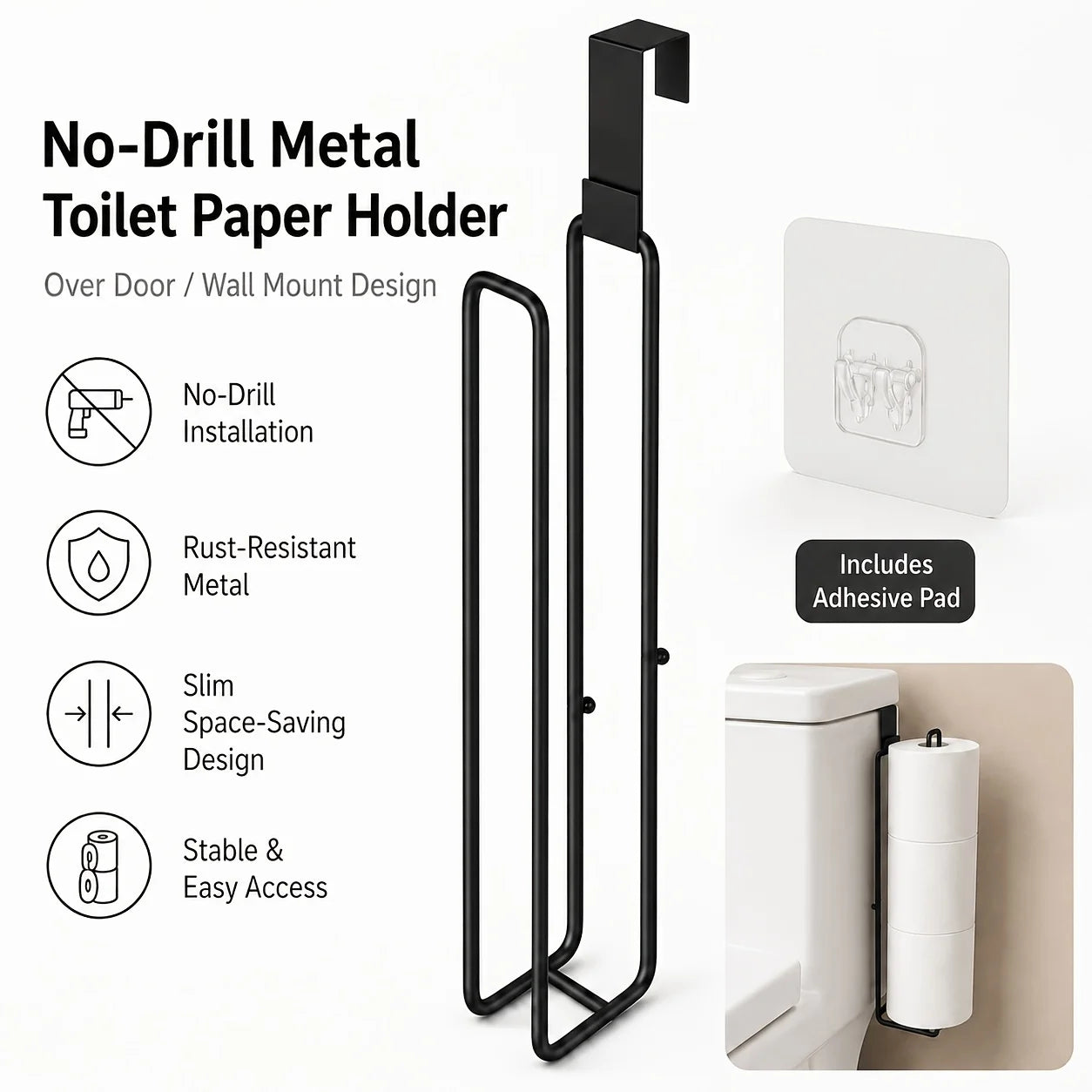 Wall Mounted Toilet Paper Holder with Storage Organizer