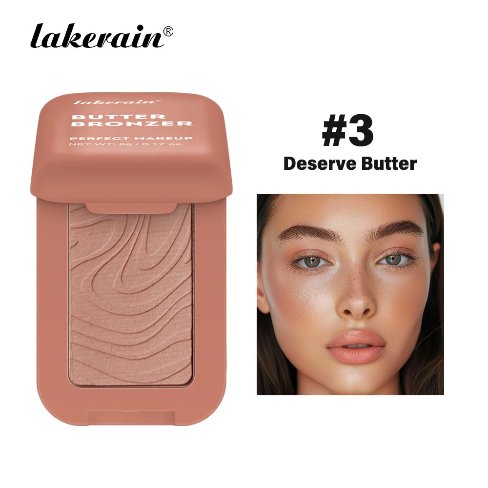 Lakerain Butter Bronzer Cream Women Waterproof Genteel Girl Nude Makeup Silky Shimmer Monochrome Blush Korean Face Cosmetics Peaceful Pleasures Health and Wellness