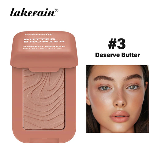 Lakerain Butter Bronzer Cream Women Waterproof Genteel Girl Nude Makeup Silky Shimmer Monochrome Blush Korean Face Cosmetics Peaceful Pleasures Health and Wellness