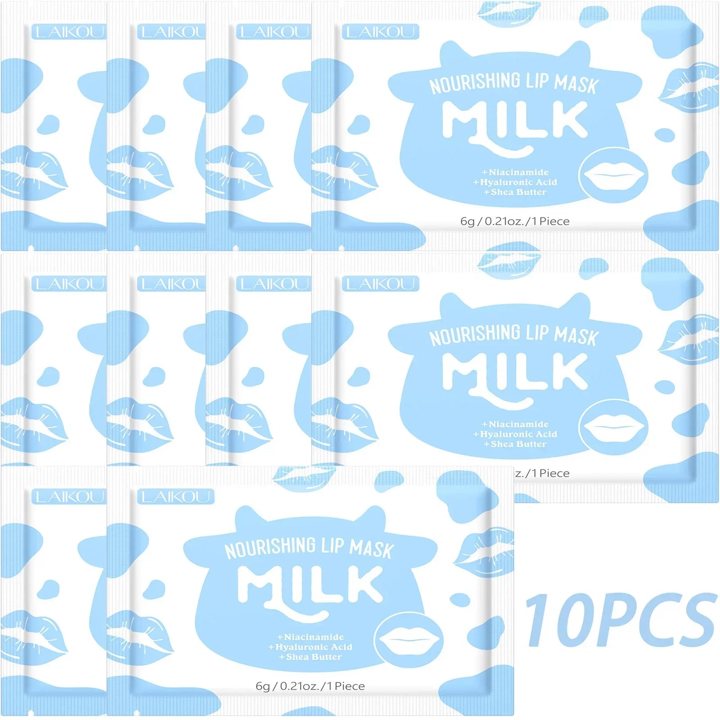 LAIKOU Lip Mask Gel Patches – Moisturizing, Hydrating & Lip Line Repair Peaceful Pleasures Health and Wellness Milk Lip Mask 10PCS