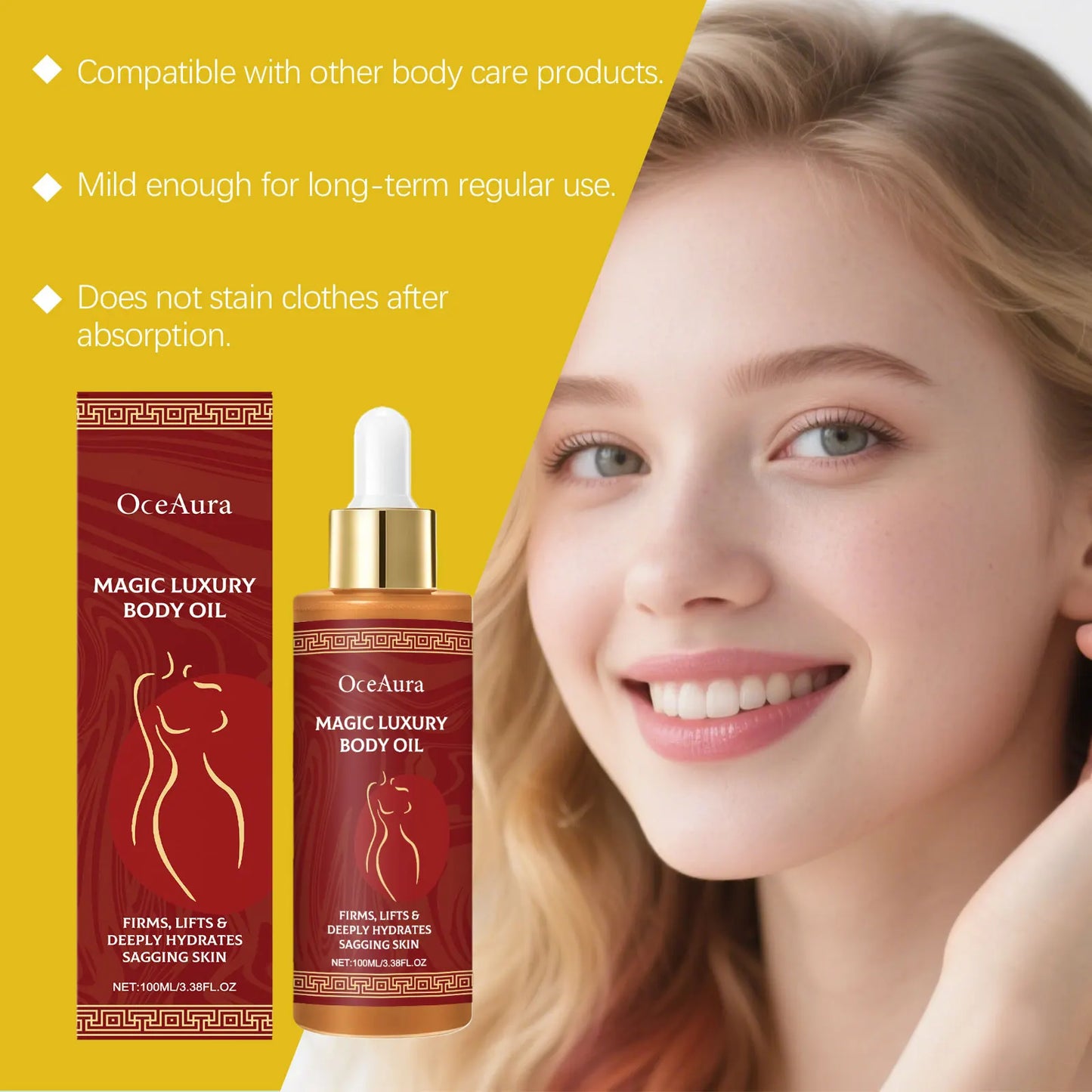 OceAura Rosa Extract Body Oil | Rosehip Moisturizing Dry Skin Oil