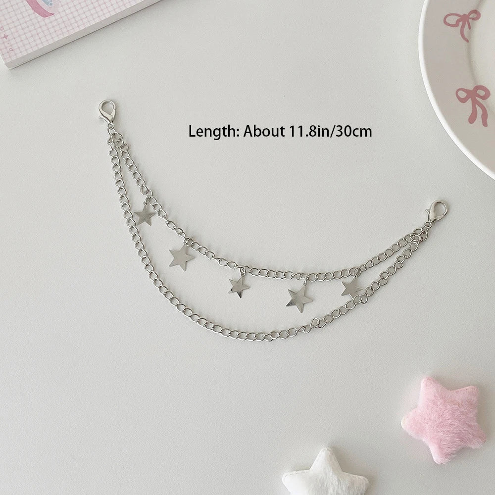 Sweet Cool Double Layered Love Chain Bag Buckle Student DIY Star
