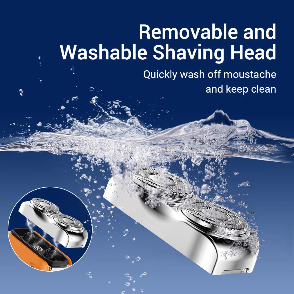 Portable Electric Shaver USB Rechargeable Razor 9000RPM Powerful Dual Blade Men's Beard Trimmer Washable Shaving Head Travel Peaceful Pleasures Health and Wellness