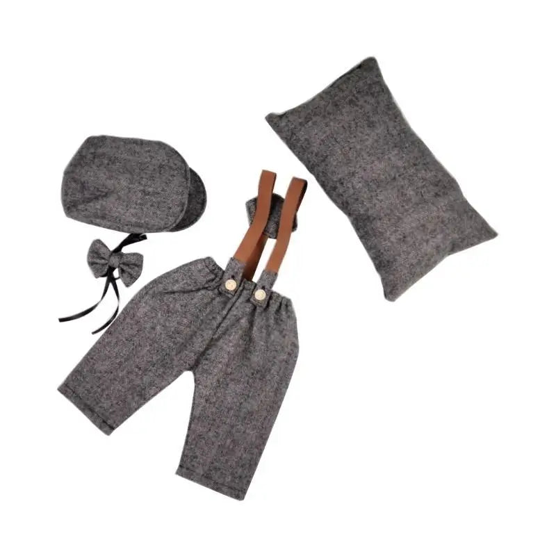Newborn Photography Props Set – Uniform Hat Pillow & Bowtie