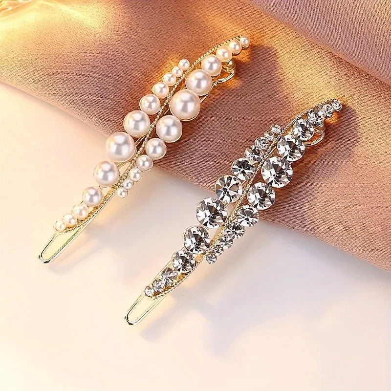 2pcs Elegant Leaf Hair Clips – Pearl & Rhinestone Barrettes Peaceful Pleasures Health and Wellness