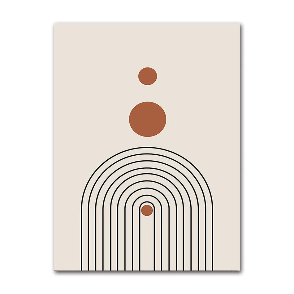 Mid-Century Geometric Sun Canvas Wall Art | Black & White
