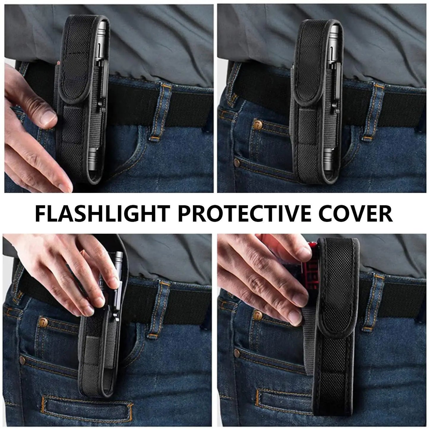 Tactical Nylon Flashlight Pouch Holster | Waist Torch Holder