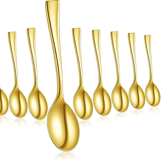 Plastic Mini Spoons 4 Inches Plastic Desserts Spoons Heavy Duty Disposable Spoons Perfect for Coffee Cake Appetizer Peaceful Pleasures Health and Wellness Gold 25PCS