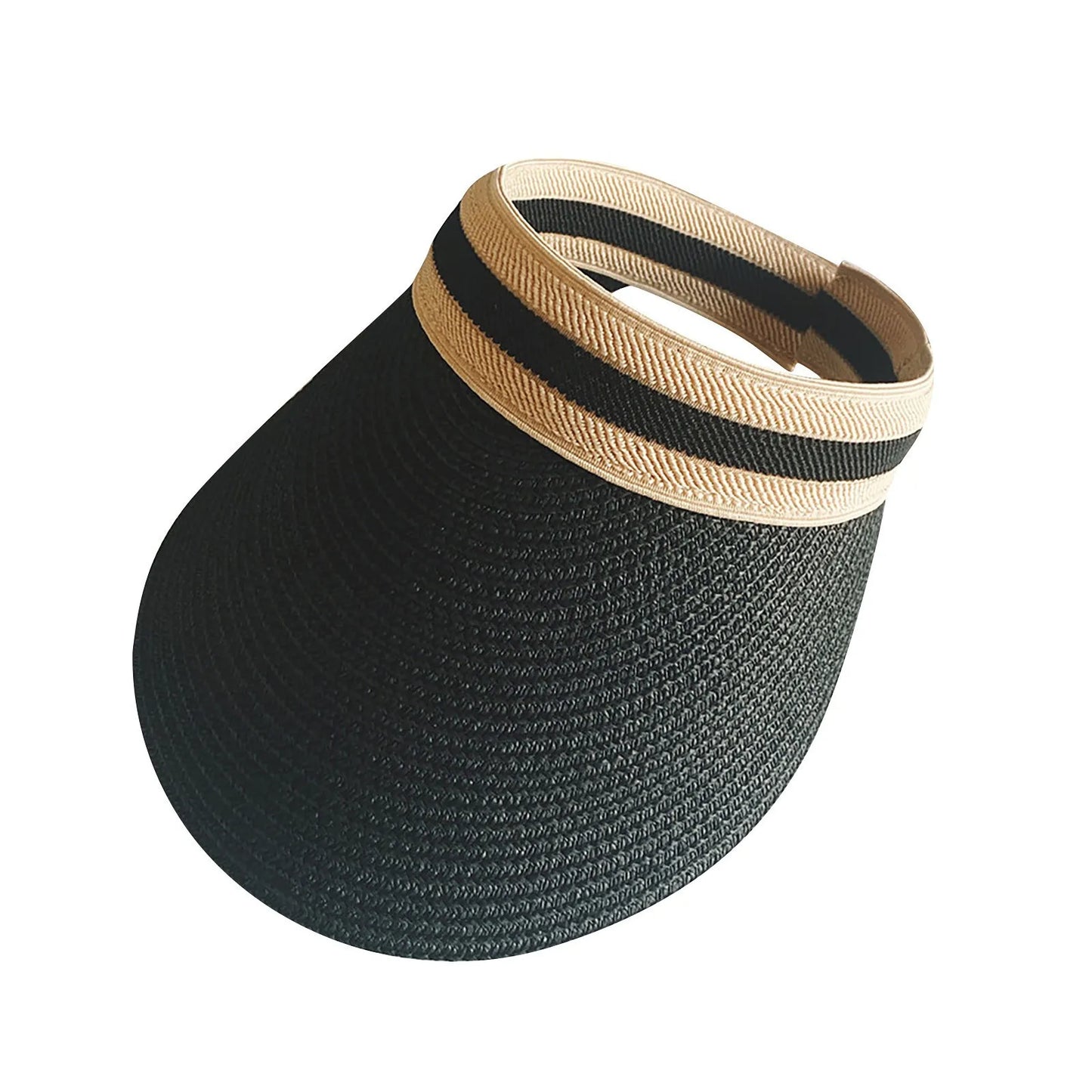 Cycling Caps Wide Straw Visors Sun Visor Hats For Women Foldable Beach Visors Summer Roll Up Ponytail Beach Camping Photo Hat Peaceful Pleasures Health and Wellness Black