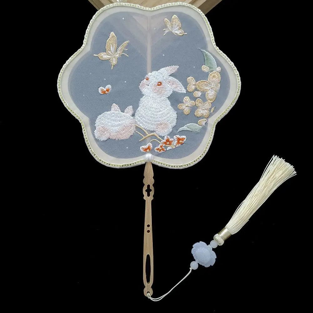 Hanfu Dancing Hand Fan – Bamboo Embroidery Decor & Photo Prop