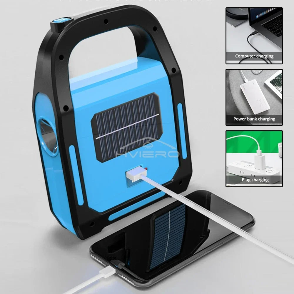 HVIERO 3-in-1 Solar USB COB LED Camping Lantern Work Light
