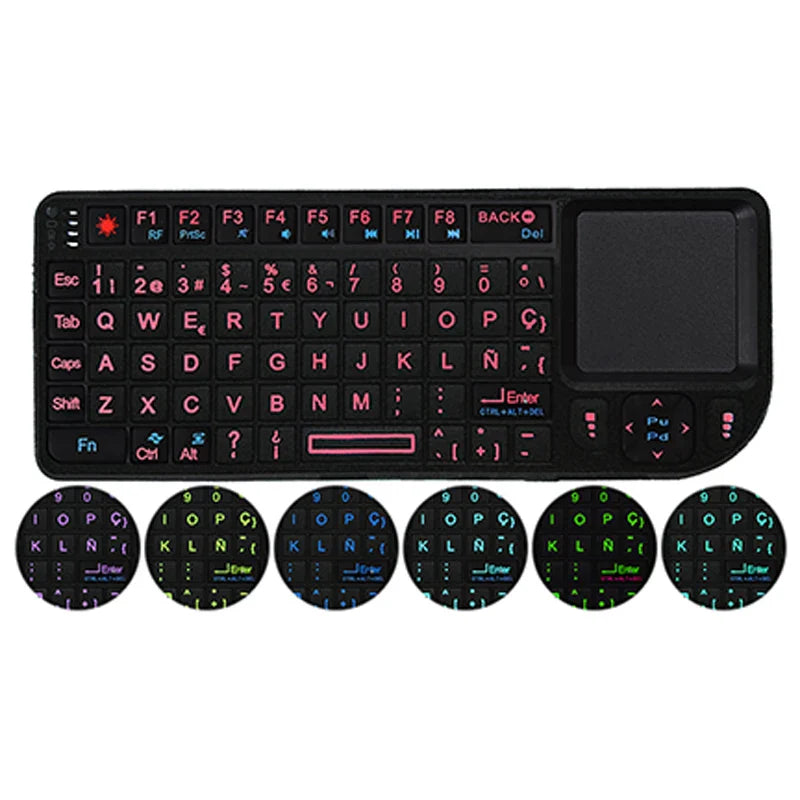 AyeBeau RGB Mini Wireless Keyboard Touchpad | French Spanish Russian