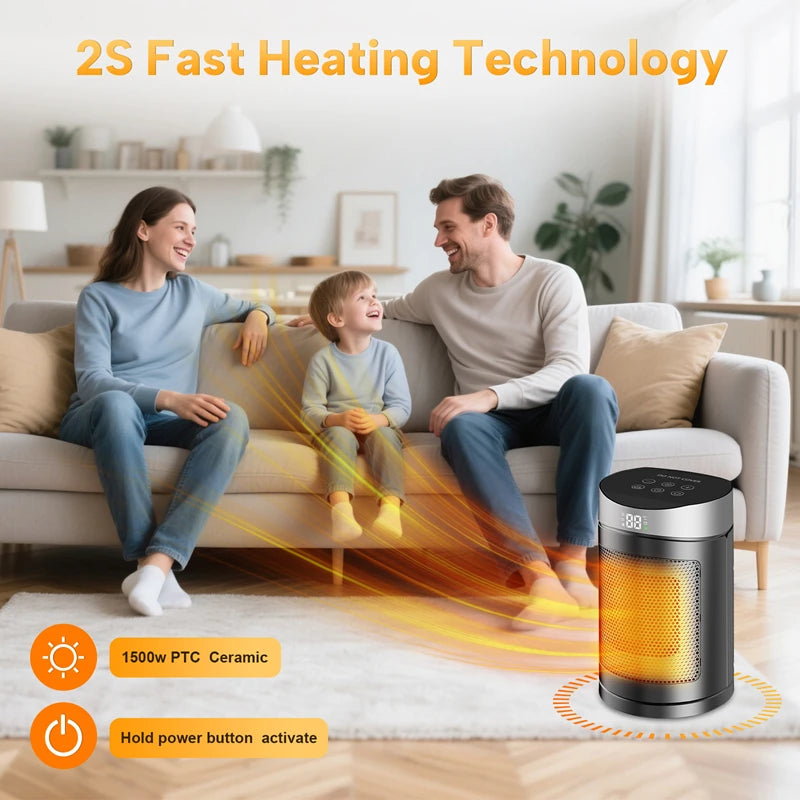 Electric Heater 1500W Space Heater Indoor Energy Saving Hot Air Heater With Remote Control Timer Warmer For Office Home Peaceful Pleasures Health and Wellness