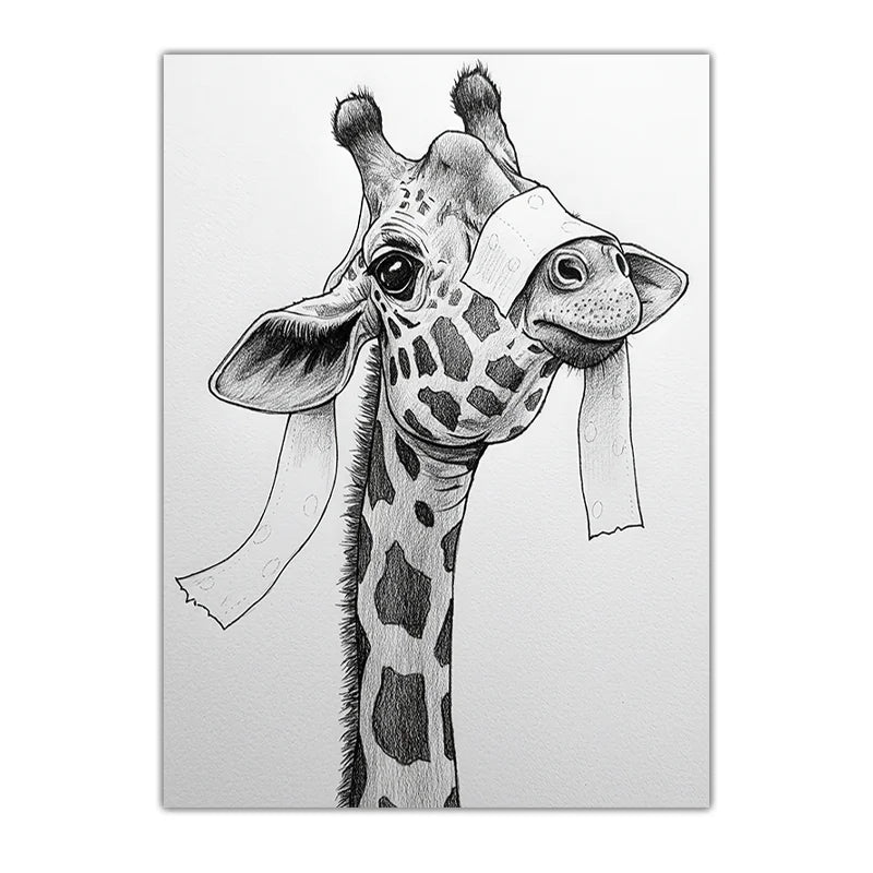 Funny Black & White Animal Canvas Wall Art – Elephant & Panda Canvas Wall Art Peaceful Pleasures Health and Wellness 06 21X30cm No Frame China Mainland