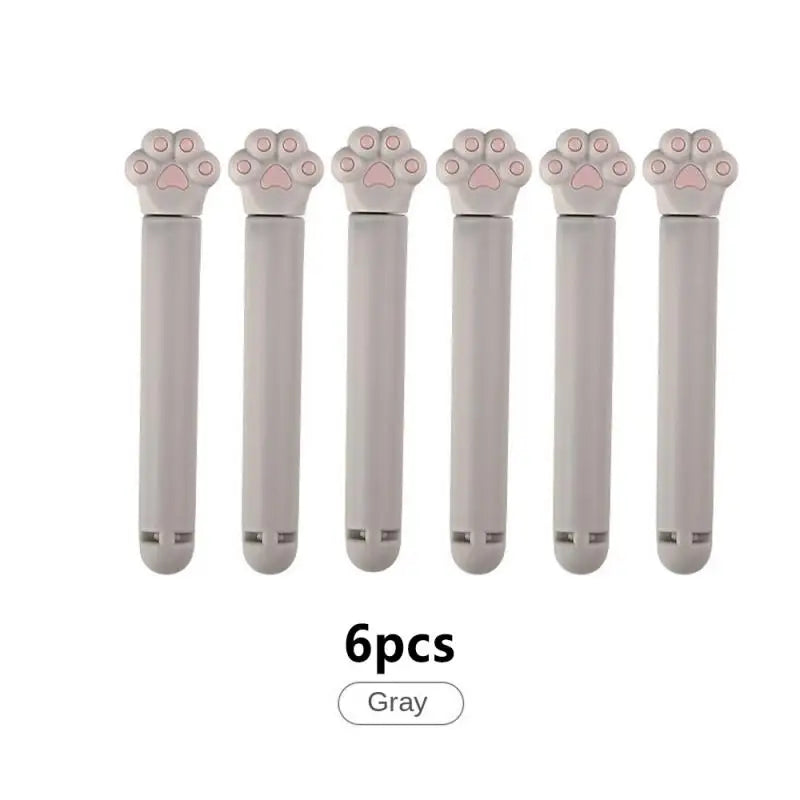 6pcs Cute Cat Claw Closure Clip Food Bag Clip Kitchen Snack Food Preservation Sealed Clip Kitchen Accessorie Tools Peaceful Pleasures Health and Wellness gray