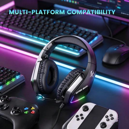 1PC Esports Wired Gaming Headset Over-Ear with Noise Cancelling Mic, LED Light Lightweight Headphones for PS5 PS4 PC Xbox Peaceful Pleasures Health and Wellness