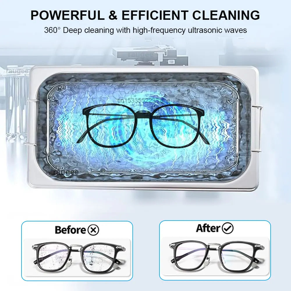 Ultrasonic Cleaner 40KHZ High Frequency Vibration Ultrasonic Washing Bath for Jewelry Watches Denture Glasses Ultrasonic Cleaner Peaceful Pleasures Health and Wellness