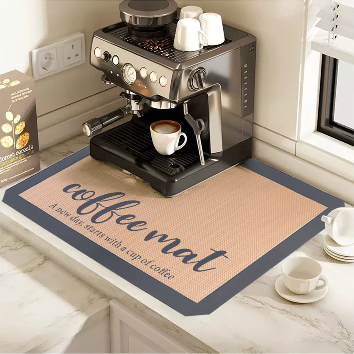 Silicone Coffee Mat - Anti Slip Backed Dish Drying Mat for Kitchen Counter, Countertops Accessories and Coffee Maker Peaceful Pleasures Health and Wellness