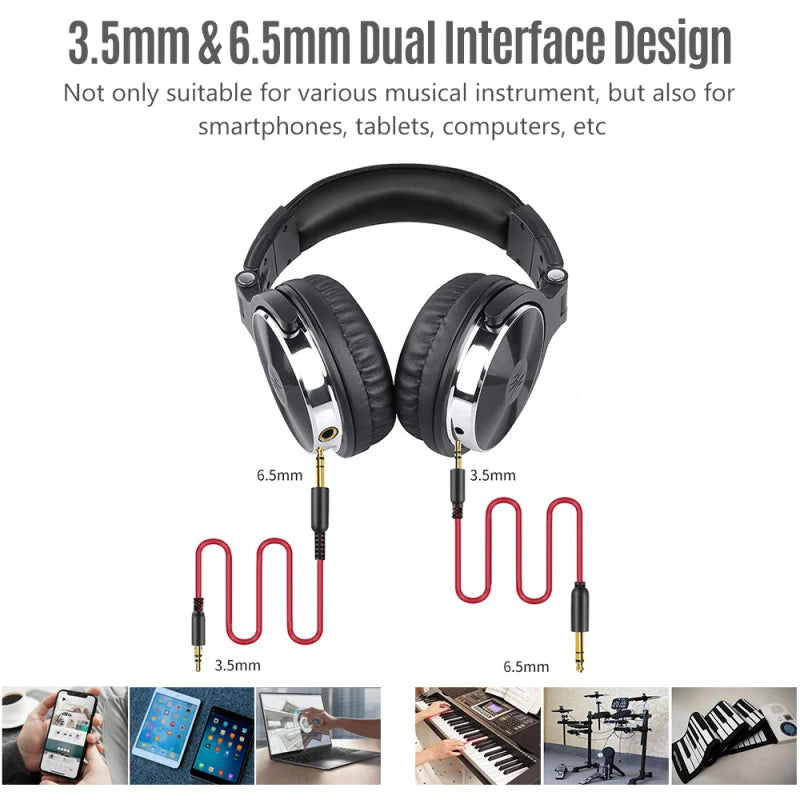 Professional Musical Instrument Monitor Headphones Wired Headset with 3.5mm & 6.5mm Audio Cables for Electrical Piano Guitar Peaceful Pleasures Health and Wellness