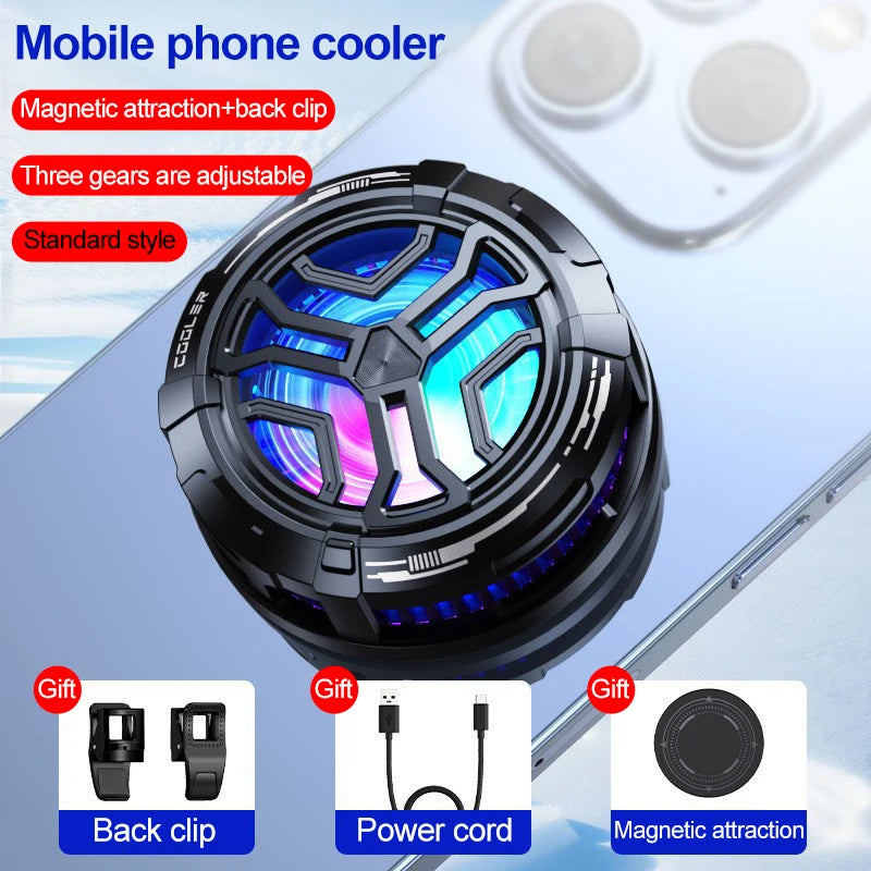 Magnetic Absorption Cooling Fan For Mobile Phone Cooler Fan Phone Three-gear Adjustable Phone Cooler For Games Processor Cooler Peaceful Pleasures Health and Wellness Standard style