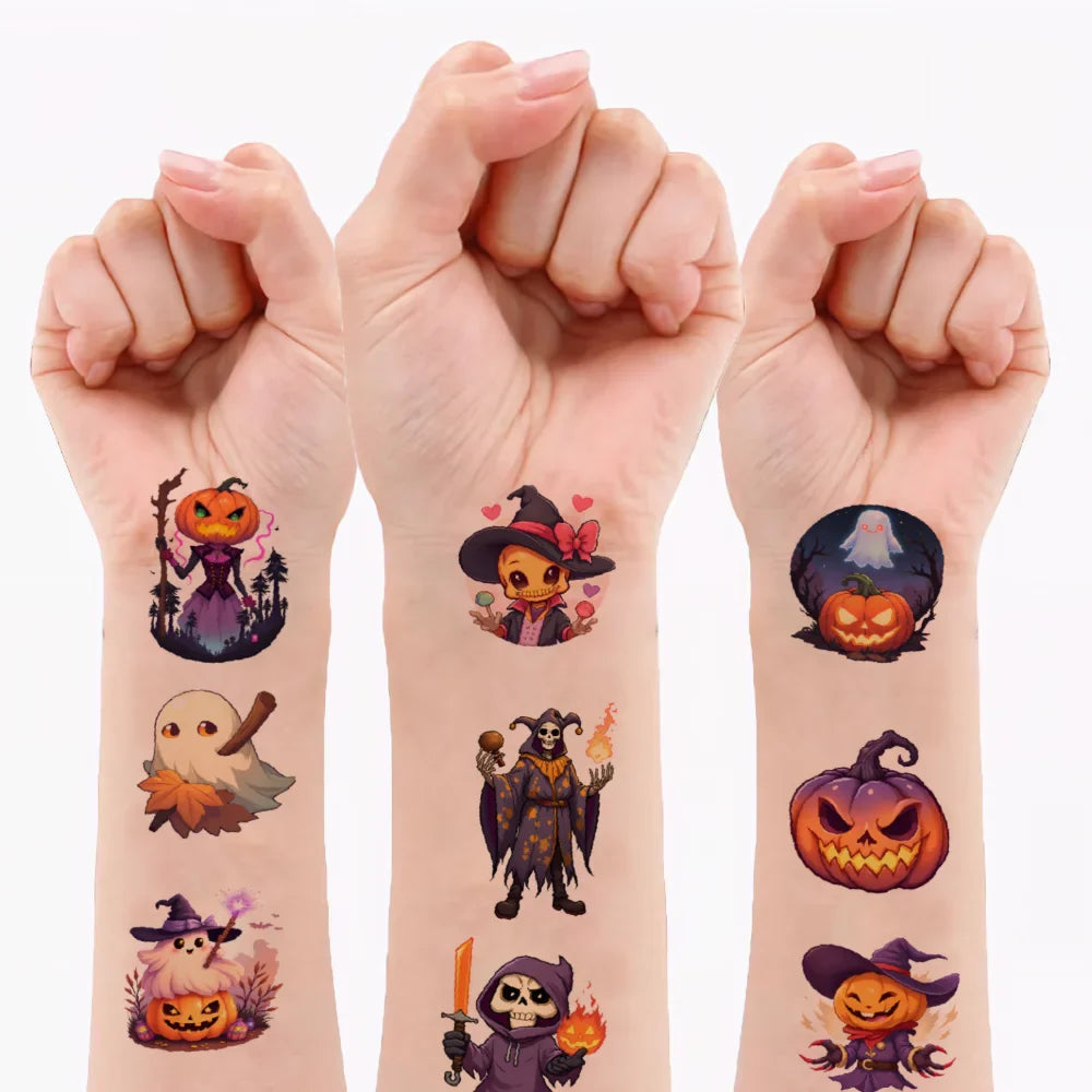 54pcs Halloween Temporary Tattoo Stickers – Waterproof Body Art