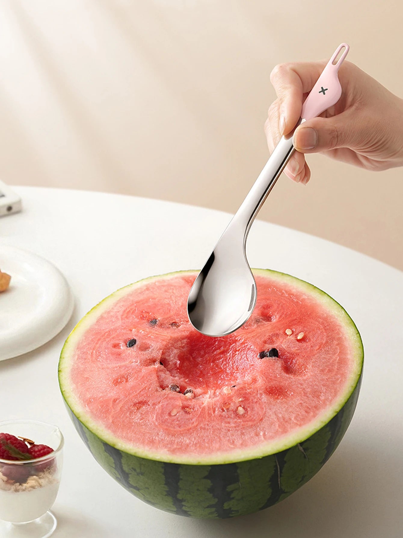 1Pcs Cartoon Stainless Steel Dual-purpose Watermelon Spoon Duck Shape Seed Remover Dessert Spoon Grip Grade Coffee Spoon Peaceful Pleasures Health and Wellness