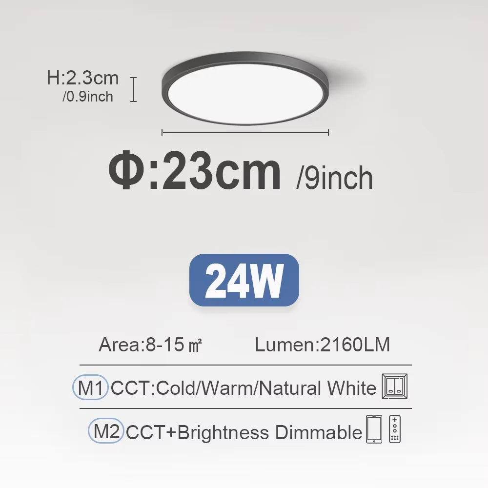 RUNTOIN Dimmable LED Flush Mount Ceiling Light | Ultrathin