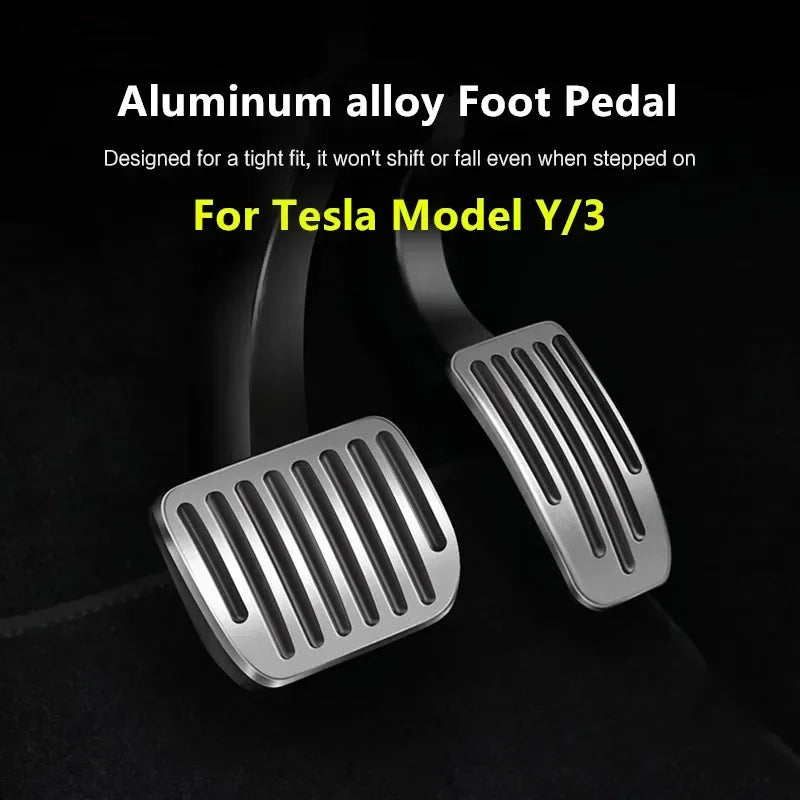 Futhope Car Foot Pedal Pads Covers For Tesla Model 3 Y Highland 2021-2024 Litchi grain anti Slip Accelerator Brake Rest Pedal Peaceful Pleasures Health and Wellness