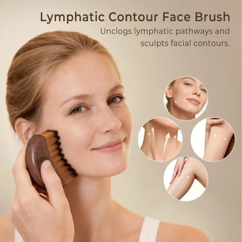 Walnut Lymphatic Facial Brush – Contour & Anti-Puffiness Tool Facial Massage Brush Peaceful Pleasures Health and Wellness