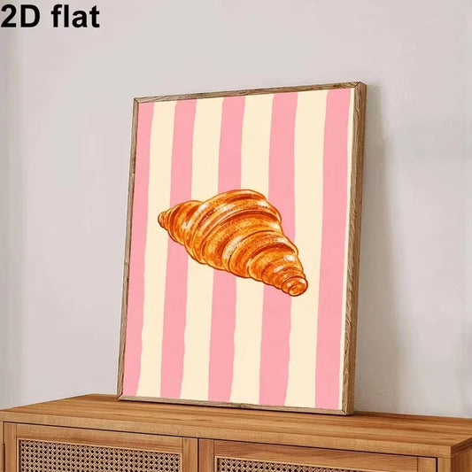 Croissant Breakfast Canvas Wall Art Print | Kitchen & Home Decor Canvas Wall Art Peaceful Pleasures Health and Wellness G4244 40x60cm Unframed