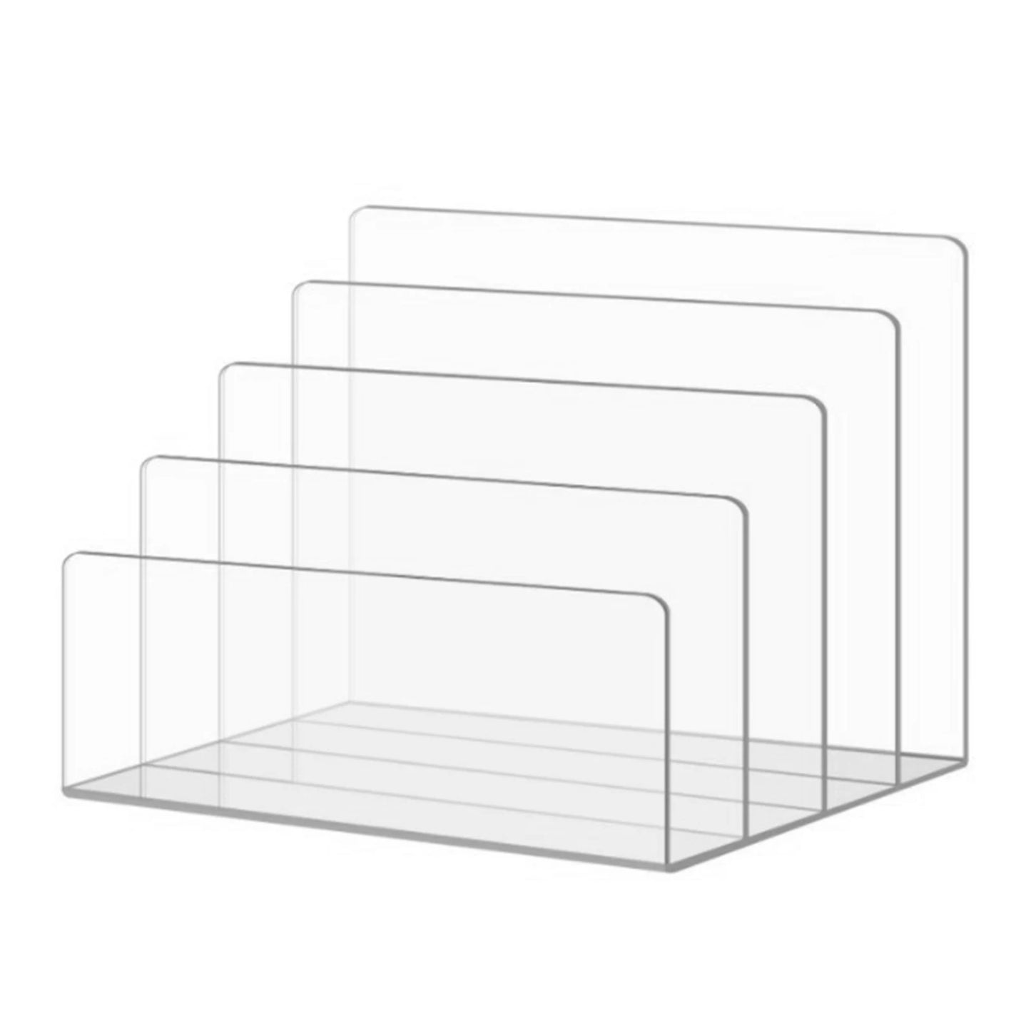 Clear Acrylic Magazine File Holder & Desk Organiser | 4–5 Slots Desktop File Organiser Peaceful Pleasures Health and Wellness Four lattice