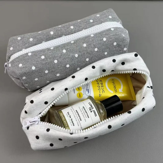 Korean Polka Dot Cosmetic Bag – Large Makeup Organizer Pouch Cosmetic Makeup Bag Peaceful Pleasures Health and Wellness