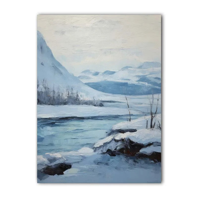 Blue Ice Winter Mountain Canvas Wall Art | Nordic Landscape Print Canvas Wall Art Peaceful Pleasures Health and Wellness 02 50x70cm NoFrame China Mainland