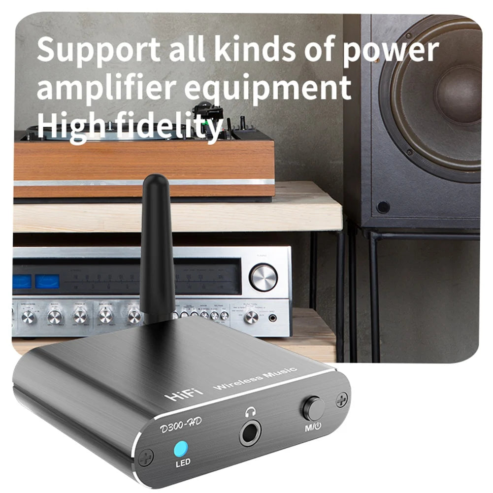 *Great D300 Wireless Receiver APTX-HD BT 5.2 HiFi Stereo Audio Adapter Support Coaxial Optical Fiber for Headphone TV Amplifier Peaceful Pleasures Health and Wellness Default Title