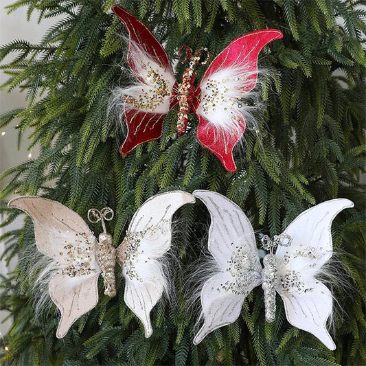 Glitter Fabric Butterfly Christmas Tree Ornament 30×22cm Christmas Tree Ornament Oasis Select