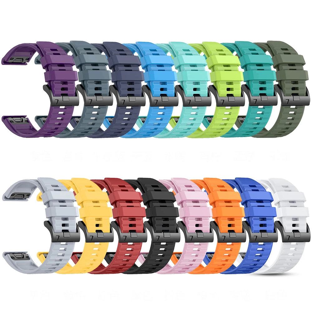 QuickFit 22mm 26mm Silicone Band for Garmin Fenix 7X 6X Forerunner