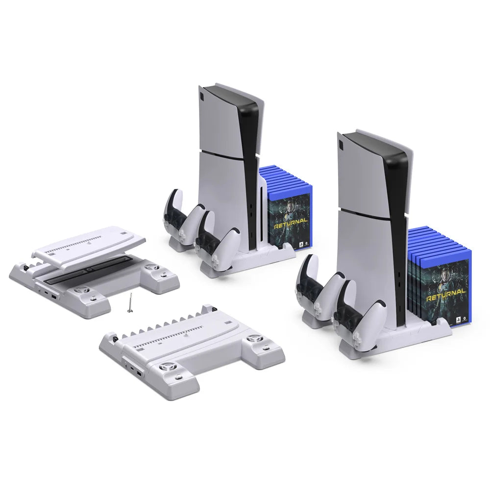For PS5 Pro/PS5 Slim Multifunctional Host Dissipation Base For PS5 Pro Controller Charging Charging And Disc Storage Rack Peaceful Pleasures Health and Wellness