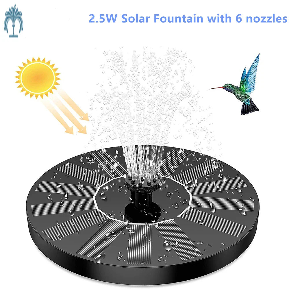 1.5W Solar Fountain Pump with 6 Nozzles – Bird Bath & Pond