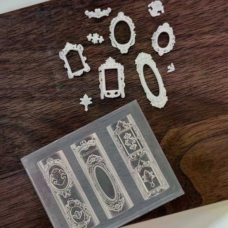 European Retro Photo Frame Shape Silicone Nail Mold Nail Stamping Nails DIY Nail Salon Design Stereoscopic Manicure Art Tool Peaceful Pleasures Health and Wellness