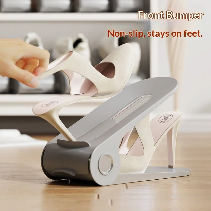 New 10Pcs Shoe Stacker Adjustable Shoe Slots Organizer Shoes Slots Space Saver Double Deck Rack Holder for Children and Adults Peaceful Pleasures Health and Wellness