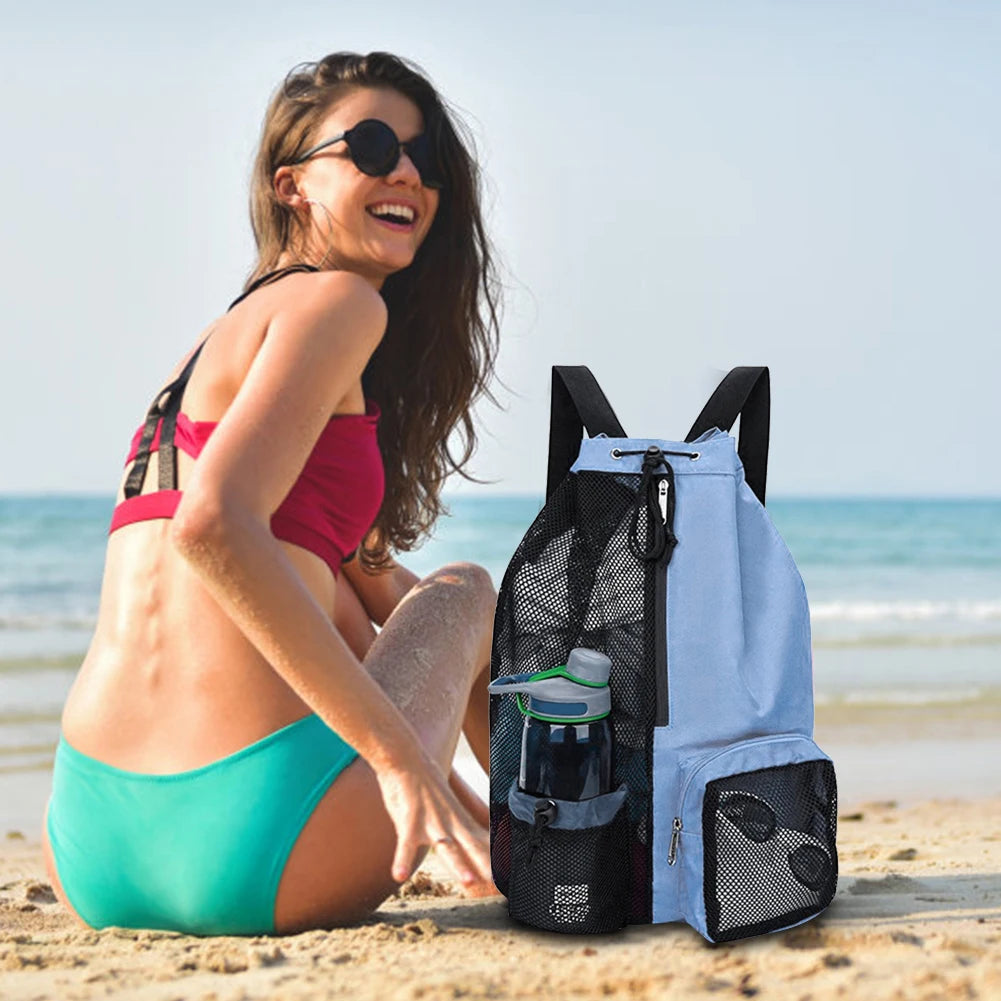 Mesh Drawstring Backpack – Waterproof Swim & Gym Bag Drawstring Bag Peaceful Pleasures Health and Wellness