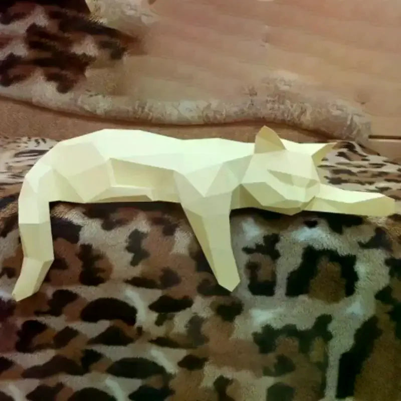 Geometric Cat Sculpture Black & White | Desk & Shelf Decor