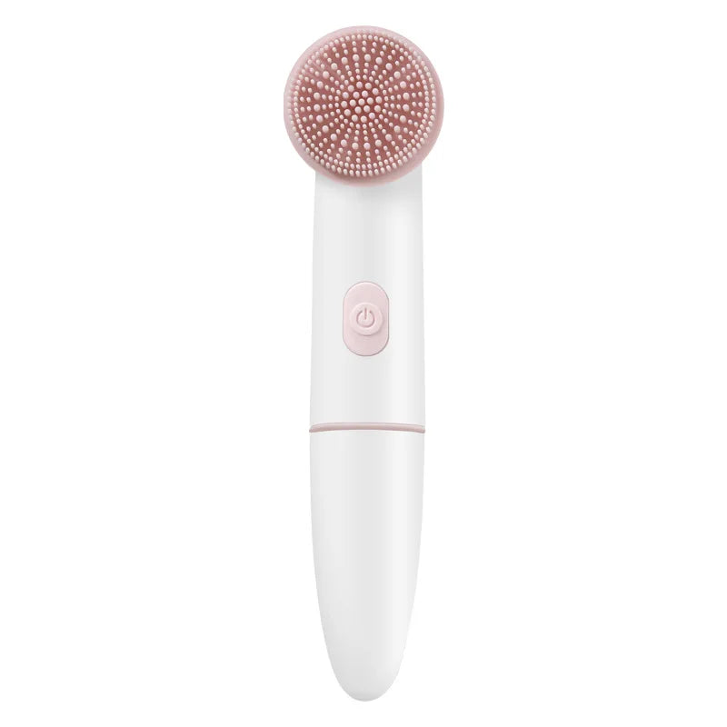 2-in-1 Silicone Facial Cleanser with 2-Speed Sonic Vibration Electric Face Wash Pore Cleansing Brush for Lip Target Area Peaceful Pleasures Health and Wellness pink
