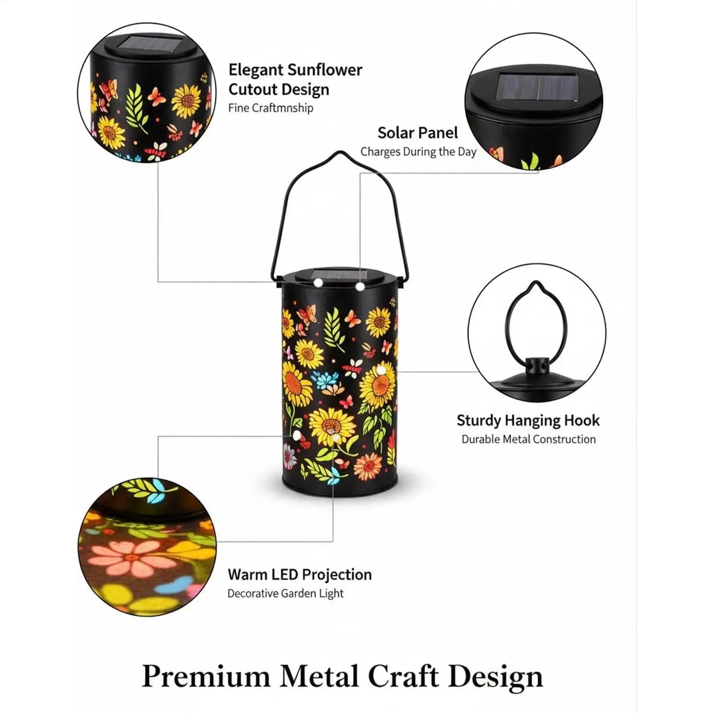 Solar Sunflower Garden Light – IP65 Waterproof LED Pathway Decor
