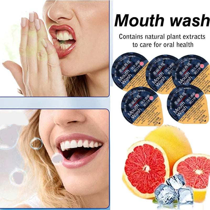 10PCS Grapefruit-Flavored Mouthwash in Disposable Jelly Cups for Oral Care, Fresh Breath, Individually Packaged, Portable Peaceful Pleasures Health and Wellness
