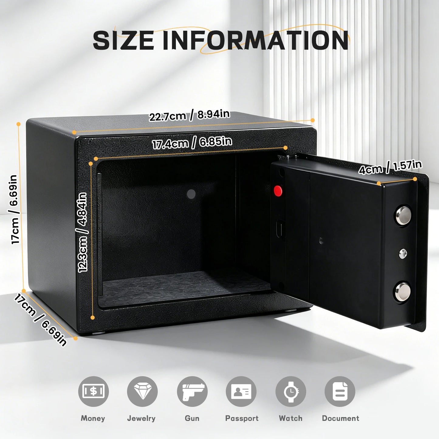 Ireproof Safes with Fireproof Money Bag Sensor Light Digital Keypad Home Safe Adjustable Shelf Security Safe Peaceful Pleasures Health and Wellness