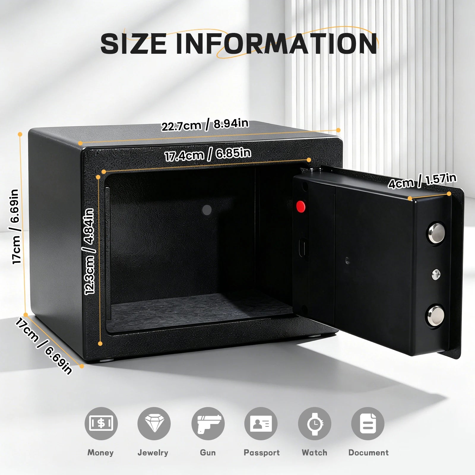 Ireproof Safes with Fireproof Money Bag Sensor Light Digital Keypad Home Safe Adjustable Shelf Security Safe Peaceful Pleasures Health and Wellness